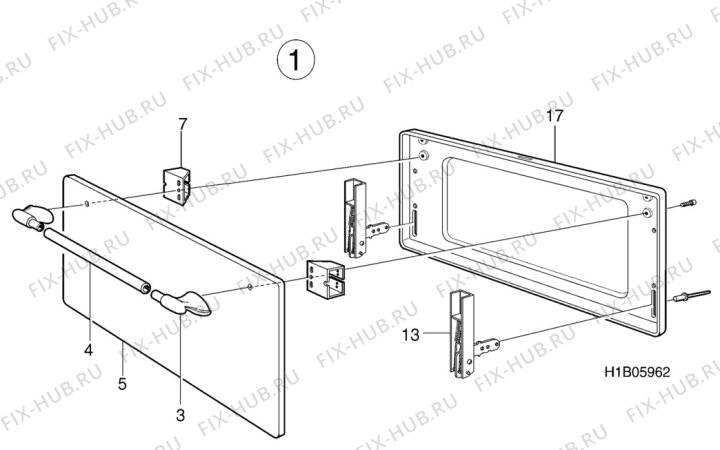 Взрыв-схема посудомоечной машины Electra ESN502 - Схема узла H10 Oven Door bi (small)